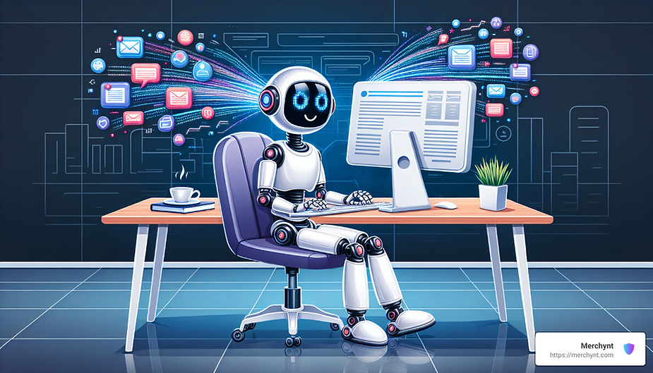 RBOT WORKING AT A COMPUTER